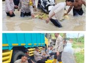 Kapolsek Belitang II Terus Pantau Kondisi Banjir di Wilayah Hukumnya